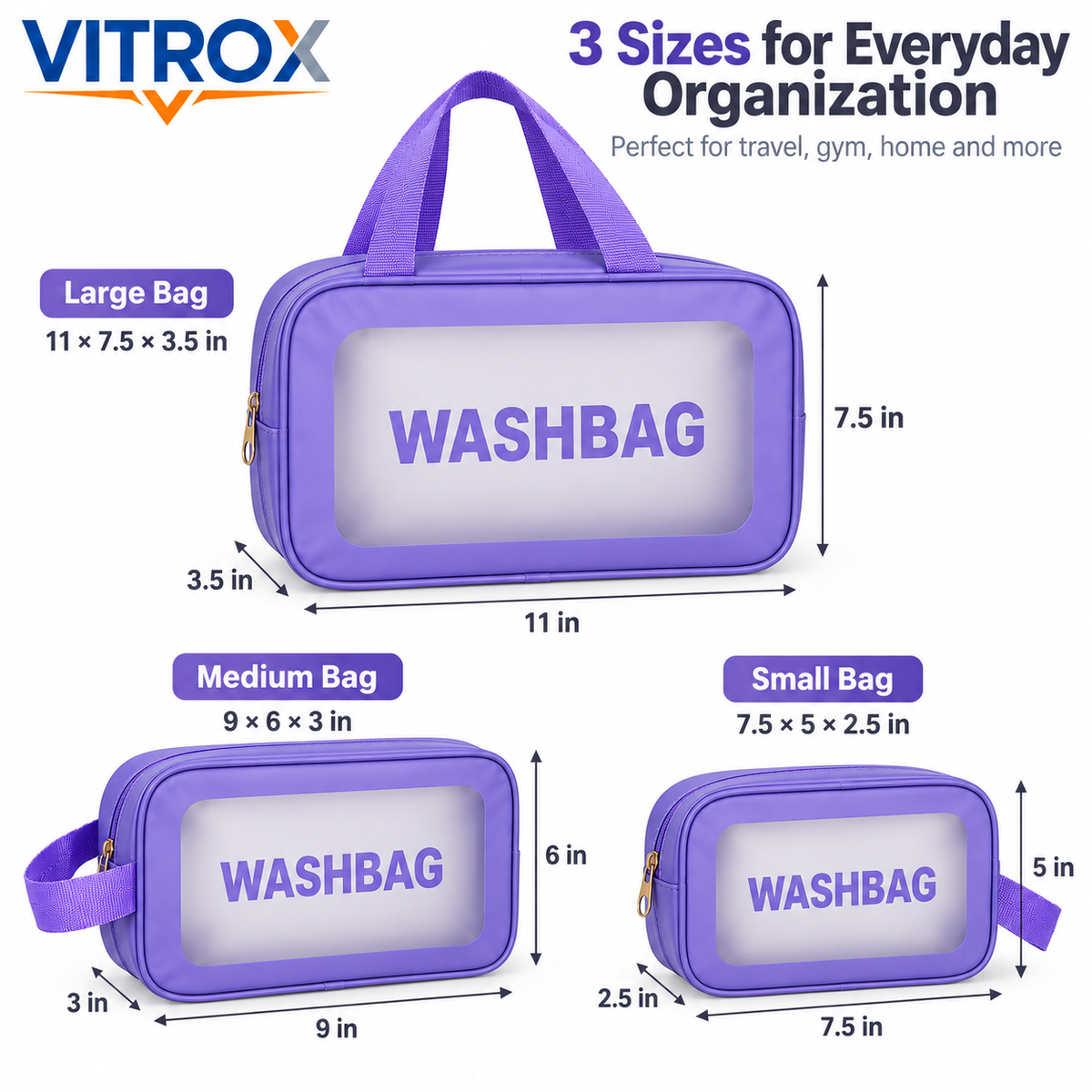 Stylish Makeup Wash Bag Set of 3