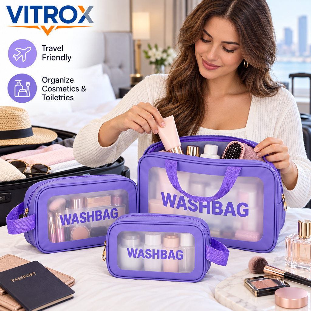Stylish Makeup Wash Bag Set of 3