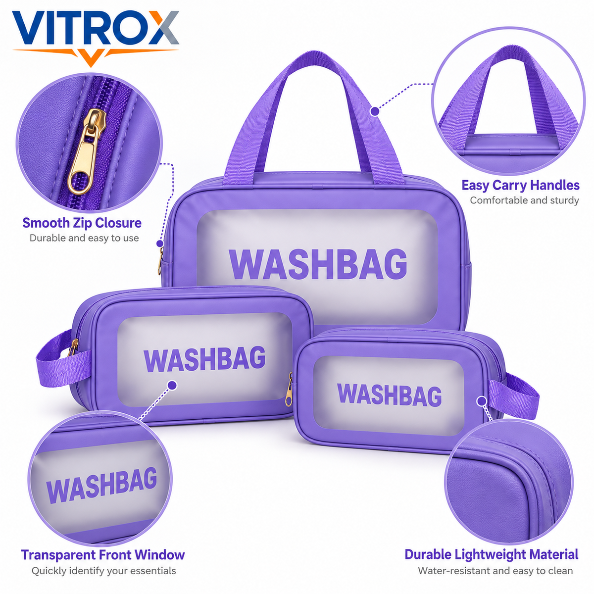 Stylish Makeup Wash Bag Set of 3