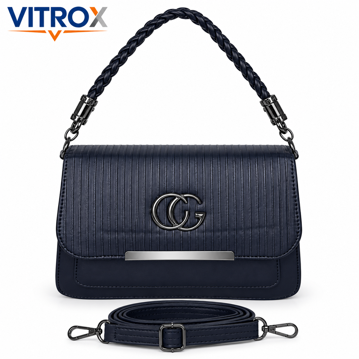 Textured Flap Handbag for Women with Adjustable Strap