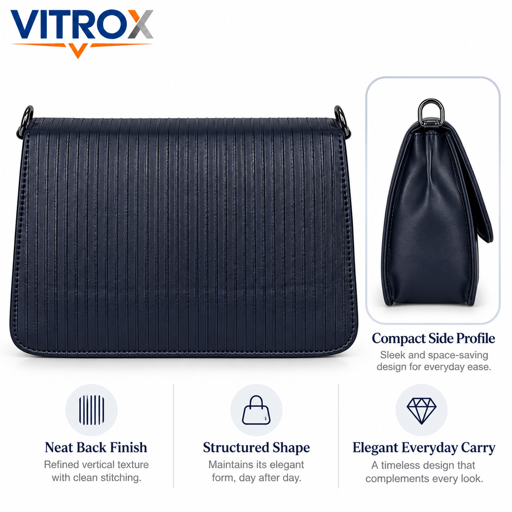 Textured Flap Handbag for Women with Adjustable Strap