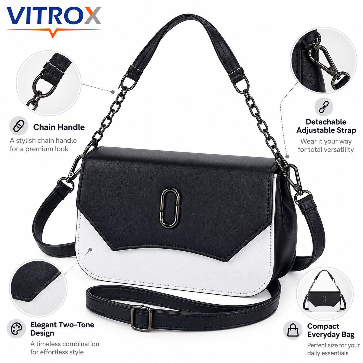 Women’s Two-Tone Shoulder Handbag