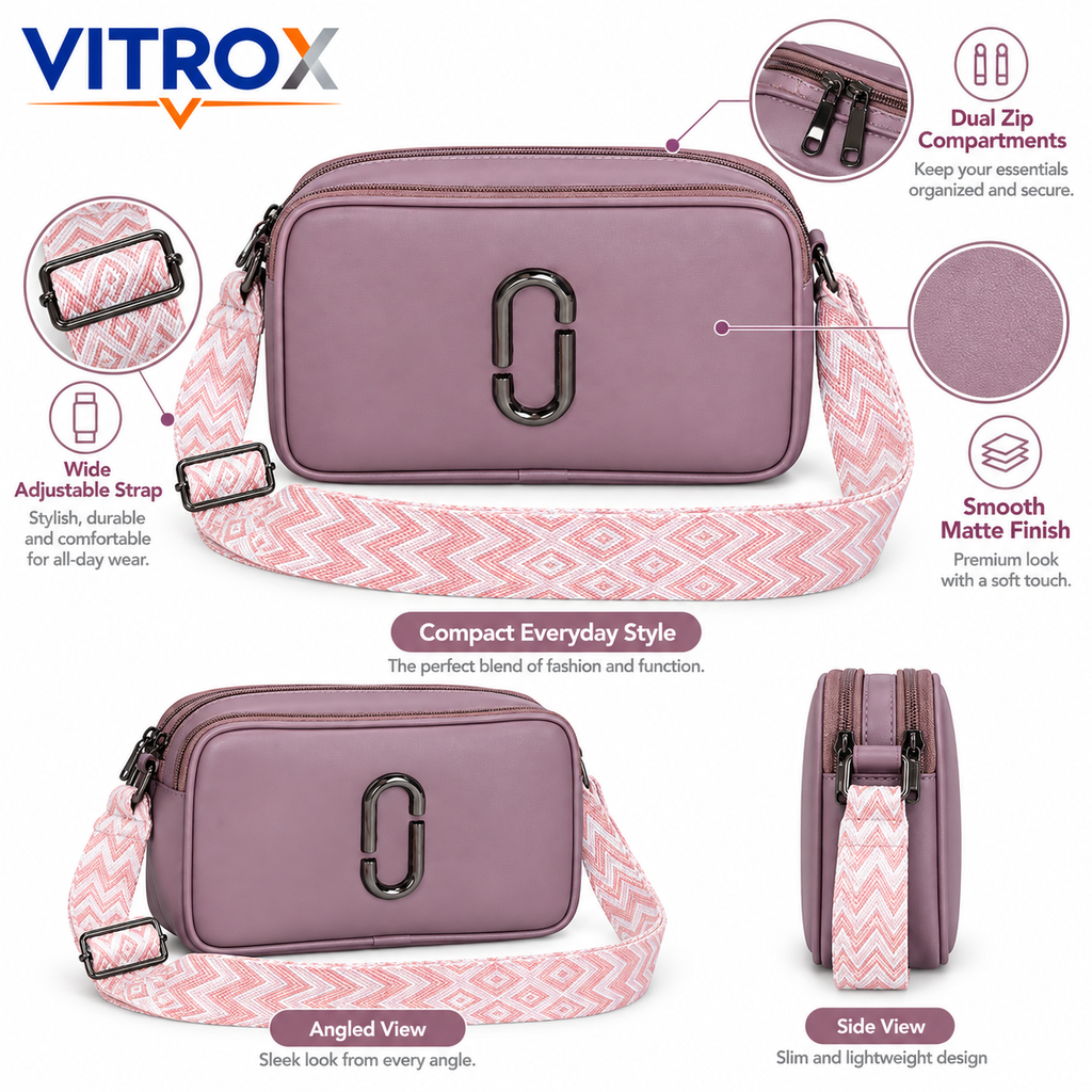 Crossbody Sling Bag with Adjustable Woven Strap