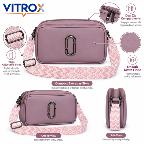 Crossbody Sling Bag with Adjustable Woven Strap
