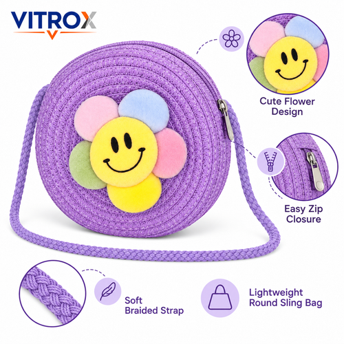 Cute Round Flower Sling Bag for Girls