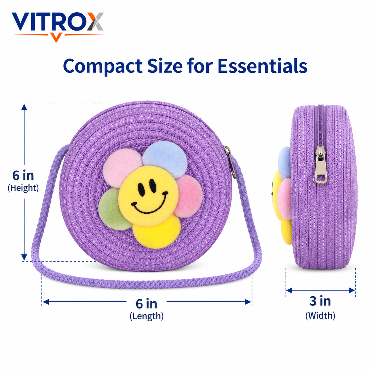 Cute Round Flower Sling Bag for Girls