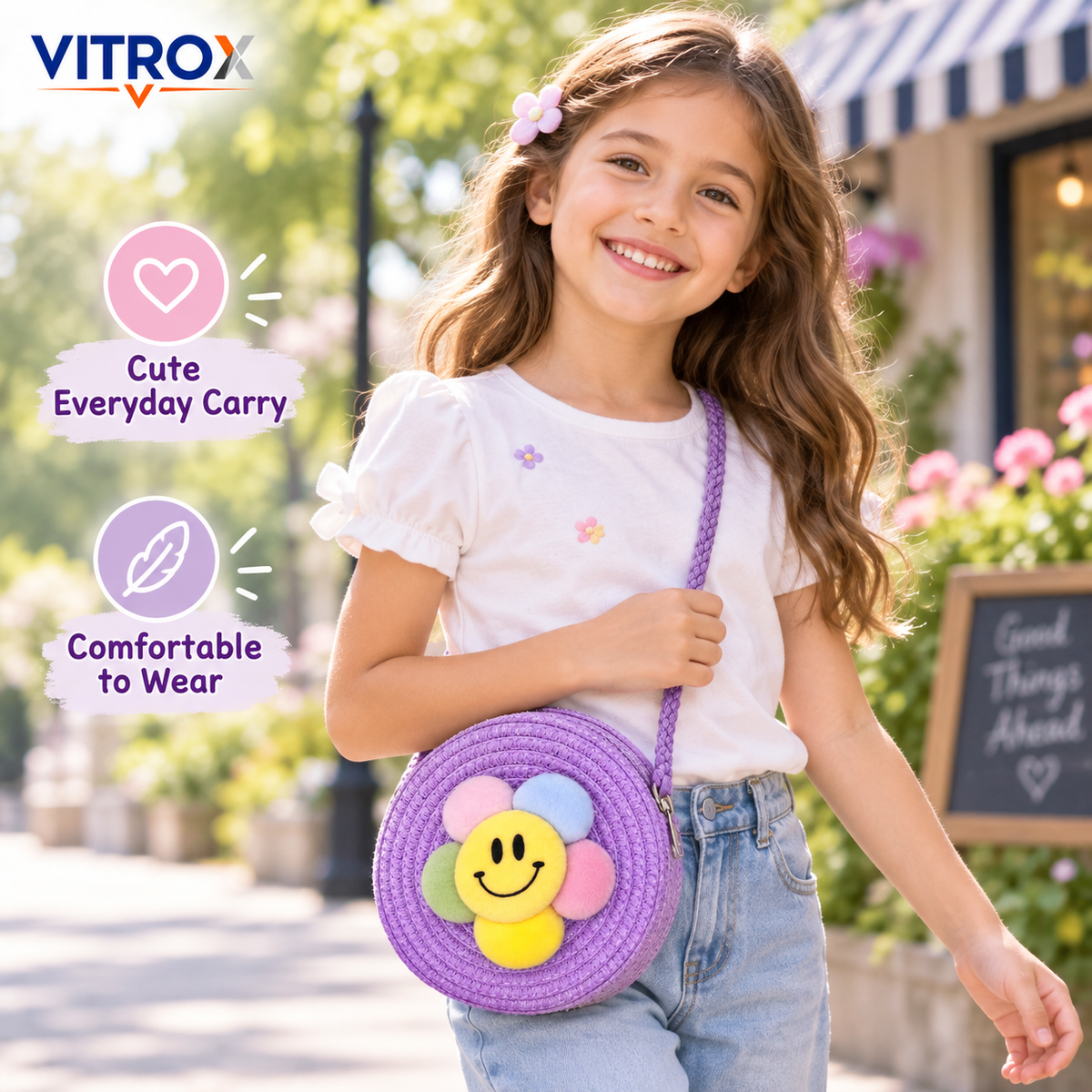 Cute Round Flower Sling Bag for Girls