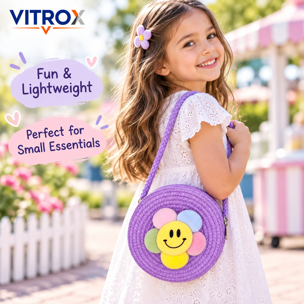 Cute Round Flower Sling Bag for Girls