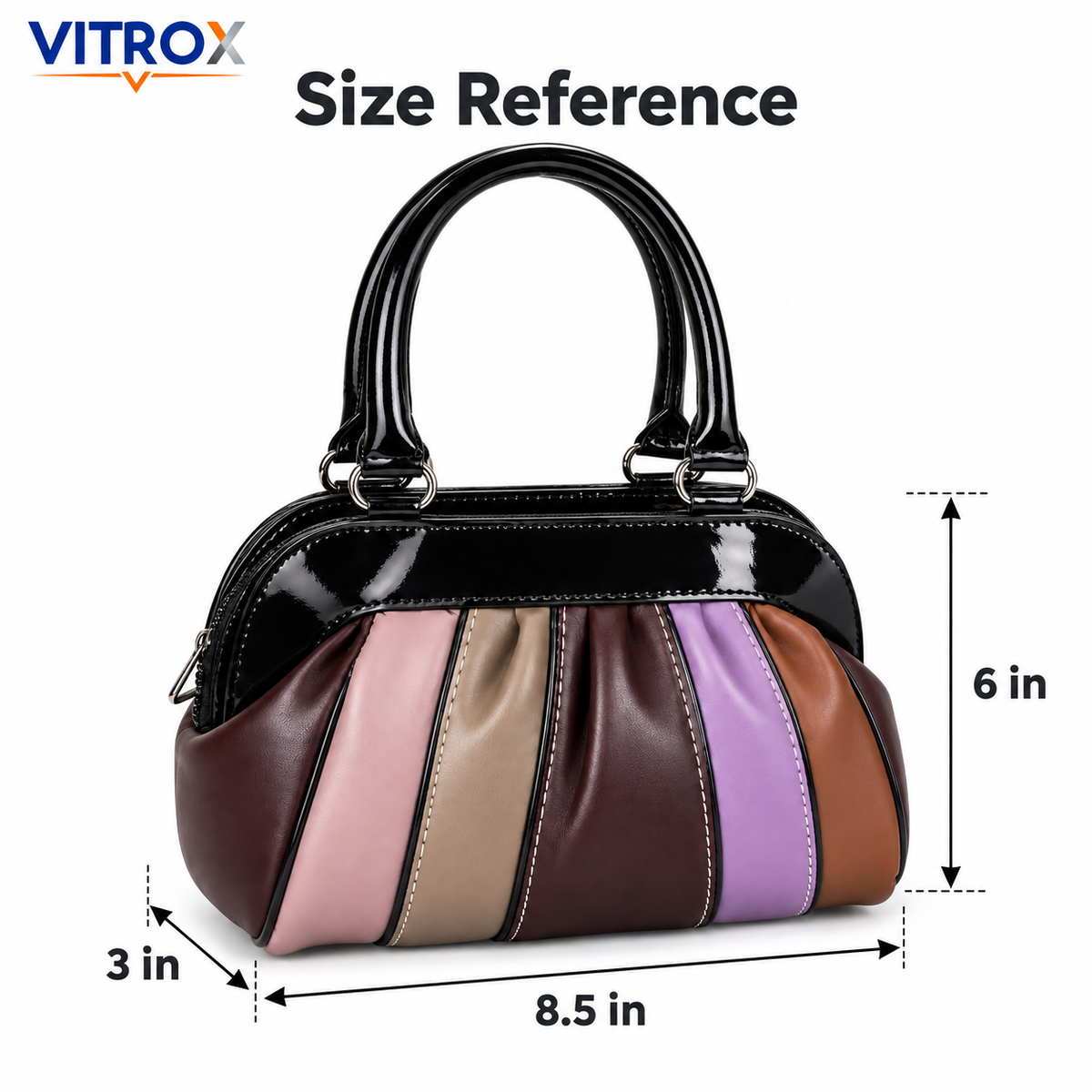 Glossy Colourblock Pleated Handbag for Women
