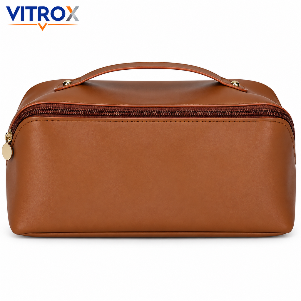 Brown Travel Makeup Organizer Bag