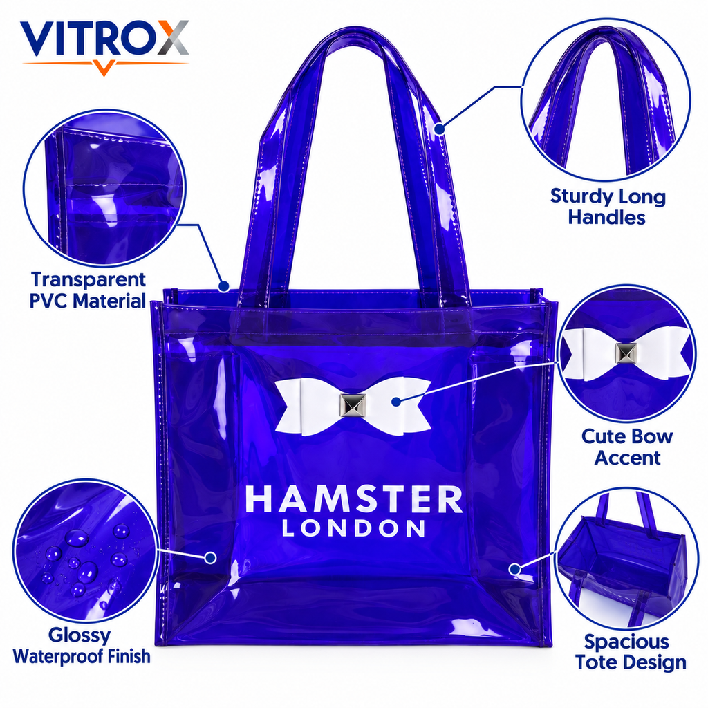 Transparent Glossy Tote Bag with Bow Accent