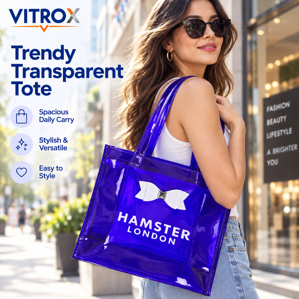 Transparent Glossy Tote Bag with Bow Accent