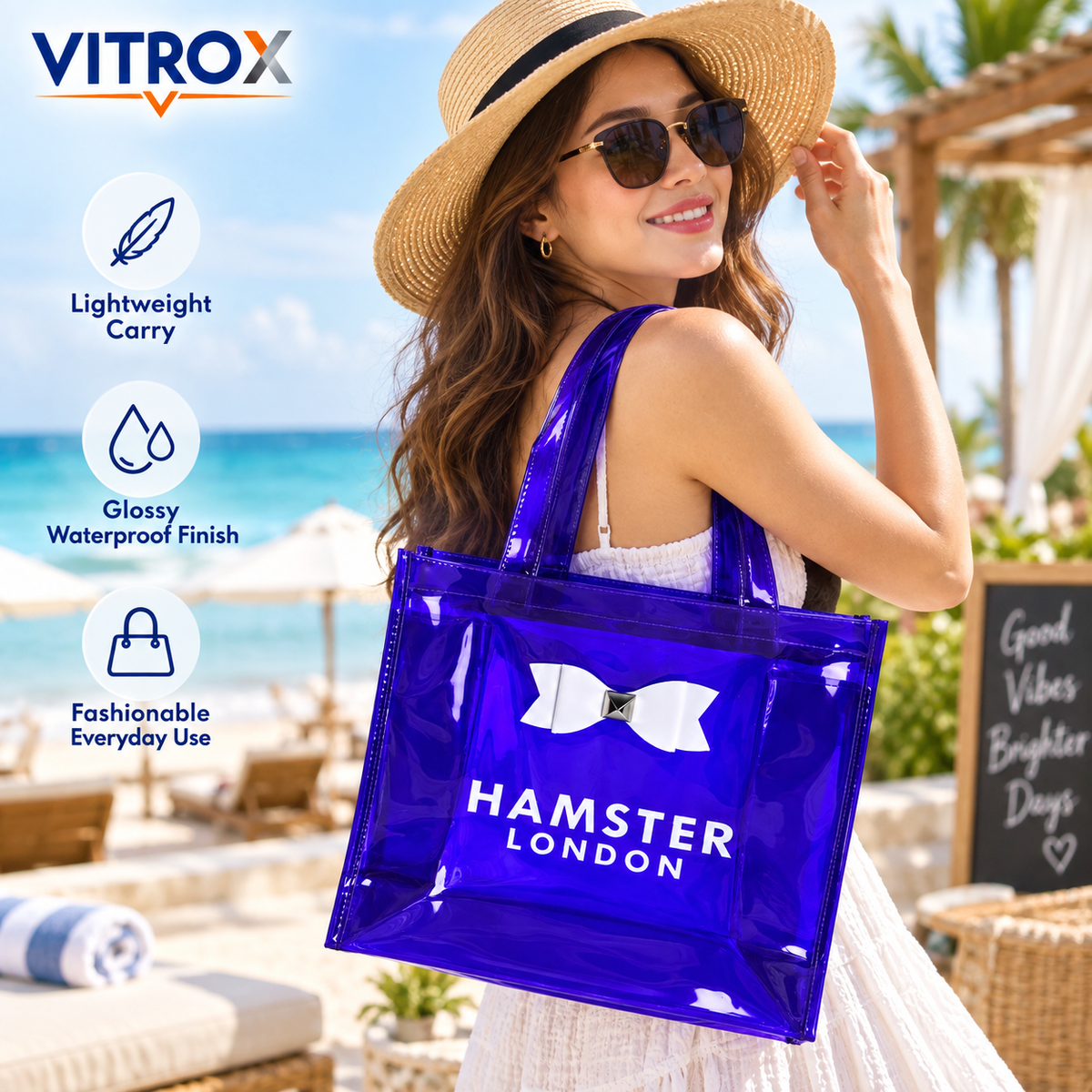 Transparent Glossy Tote Bag with Bow Accent