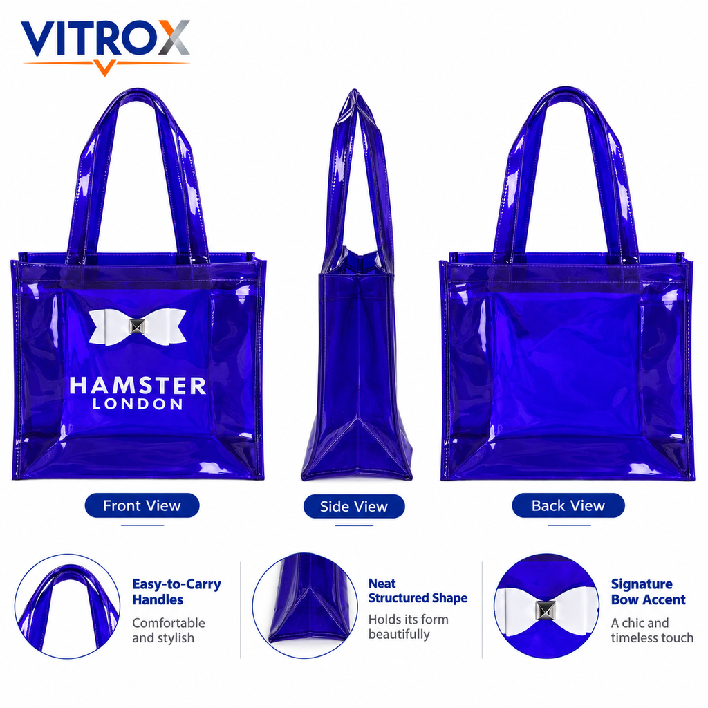 Transparent Glossy Tote Bag with Bow Accent
