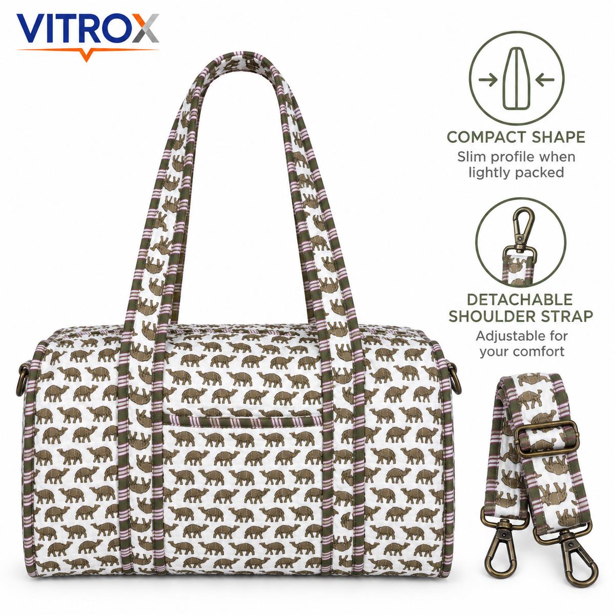 Women’s & Duffel Bag with Long Handles & Adjustable Shoulder Strap