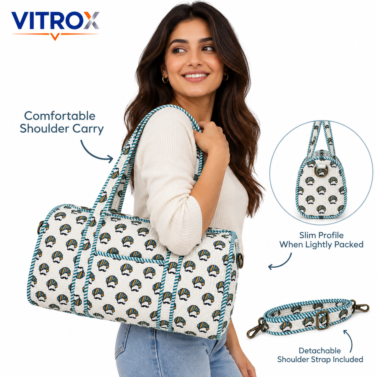 Quilted Printed Duffel Bag