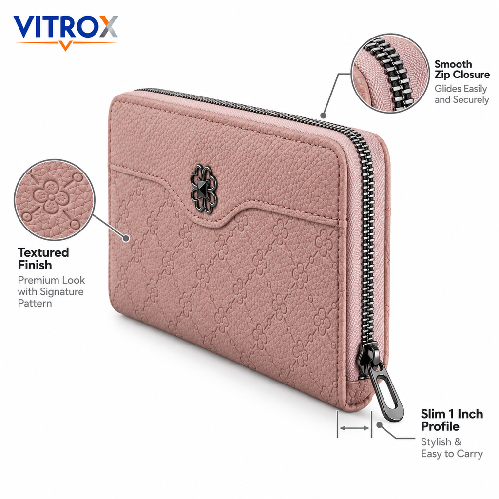 Women’s Zip Around Textured Long Wallet