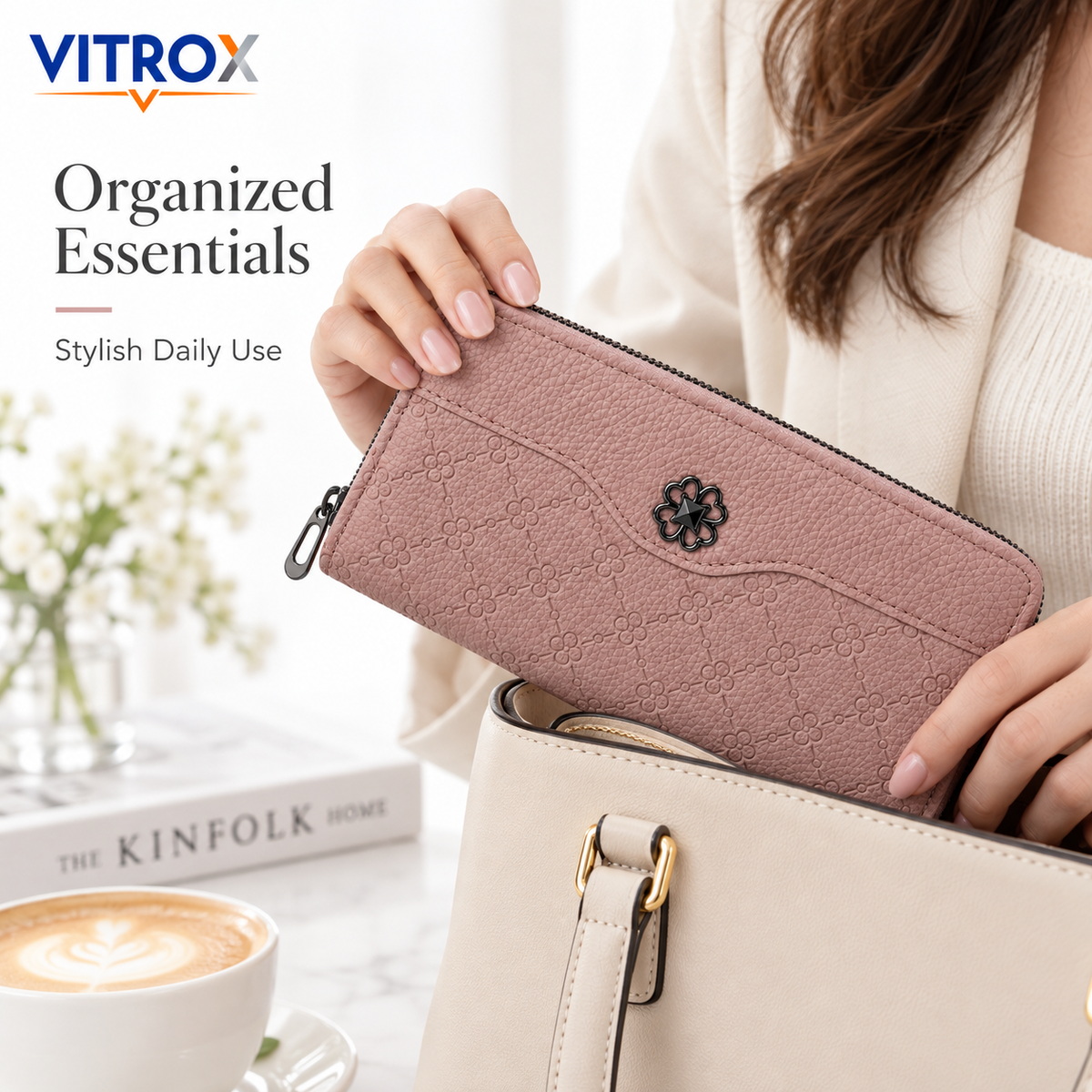 Women’s Zip Around Textured Long Wallet