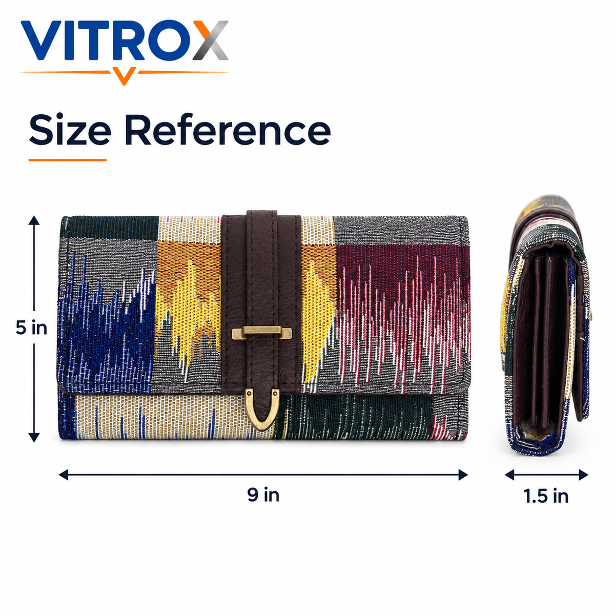 Women’s Woven Patchwork Long Wallet Clutch
