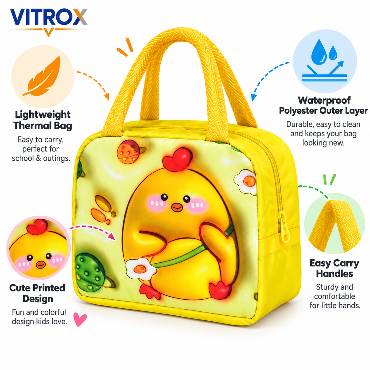 Insulated Thermal Lunch Bag for Kids & Office Use