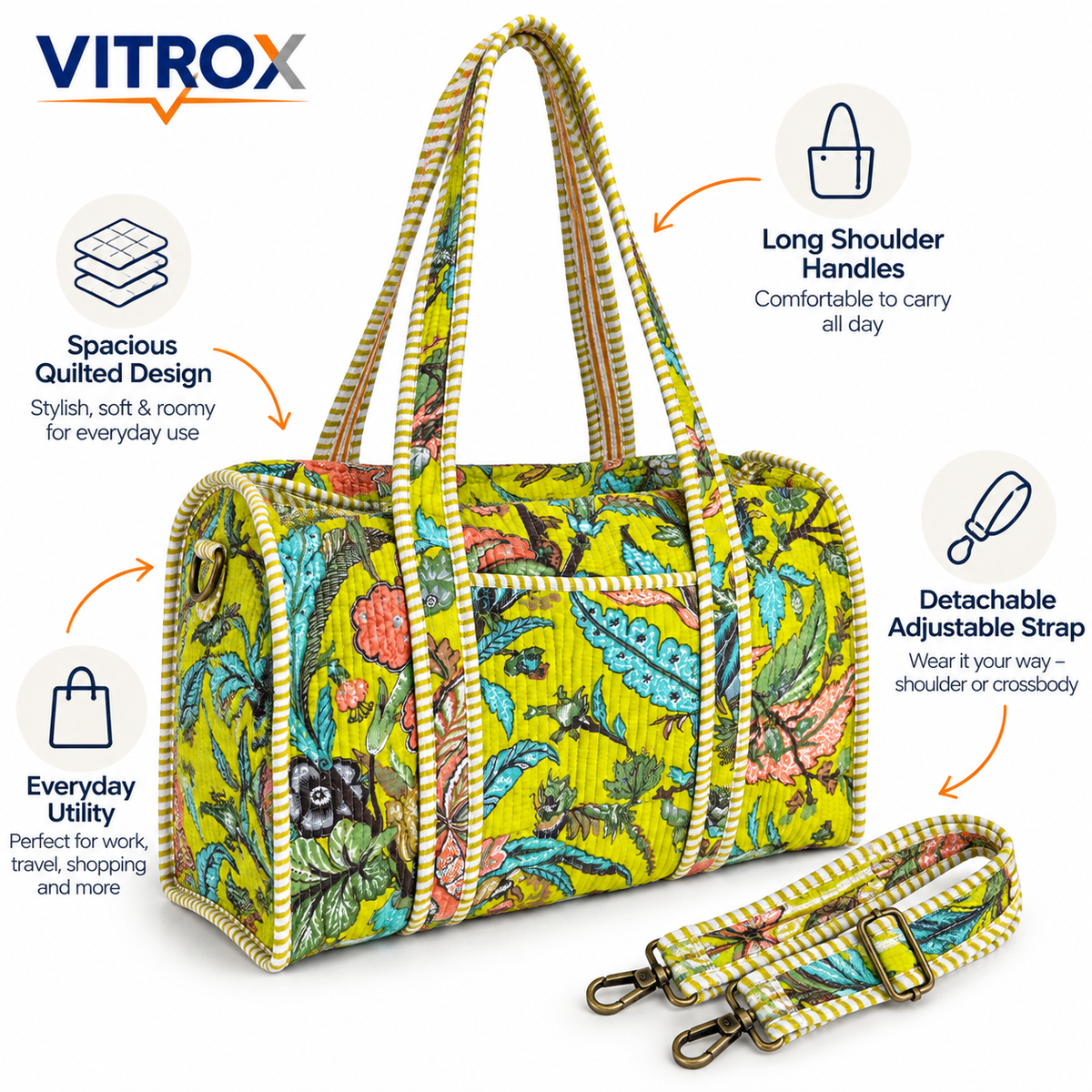 Utility Tote Bag with Adjustable Shoulder Strap