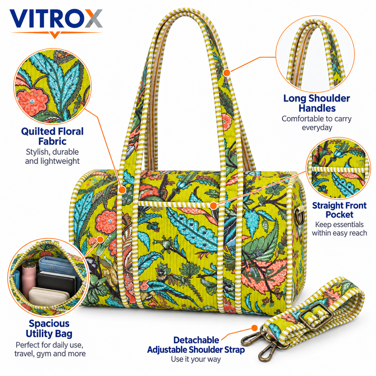 Utility Tote Bag with Adjustable Shoulder Strap