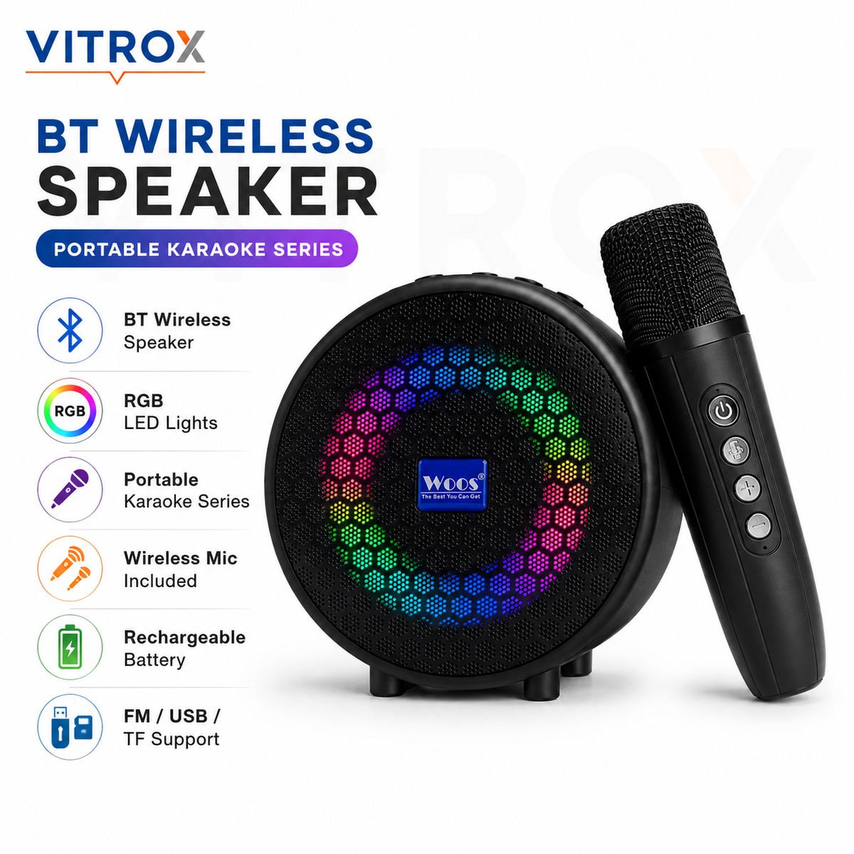Portable Wireless Karaoke Speaker with Wireless Microphone