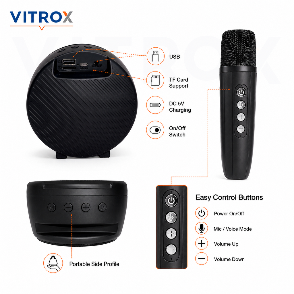 Portable Wireless Karaoke Speaker with Wireless Microphone