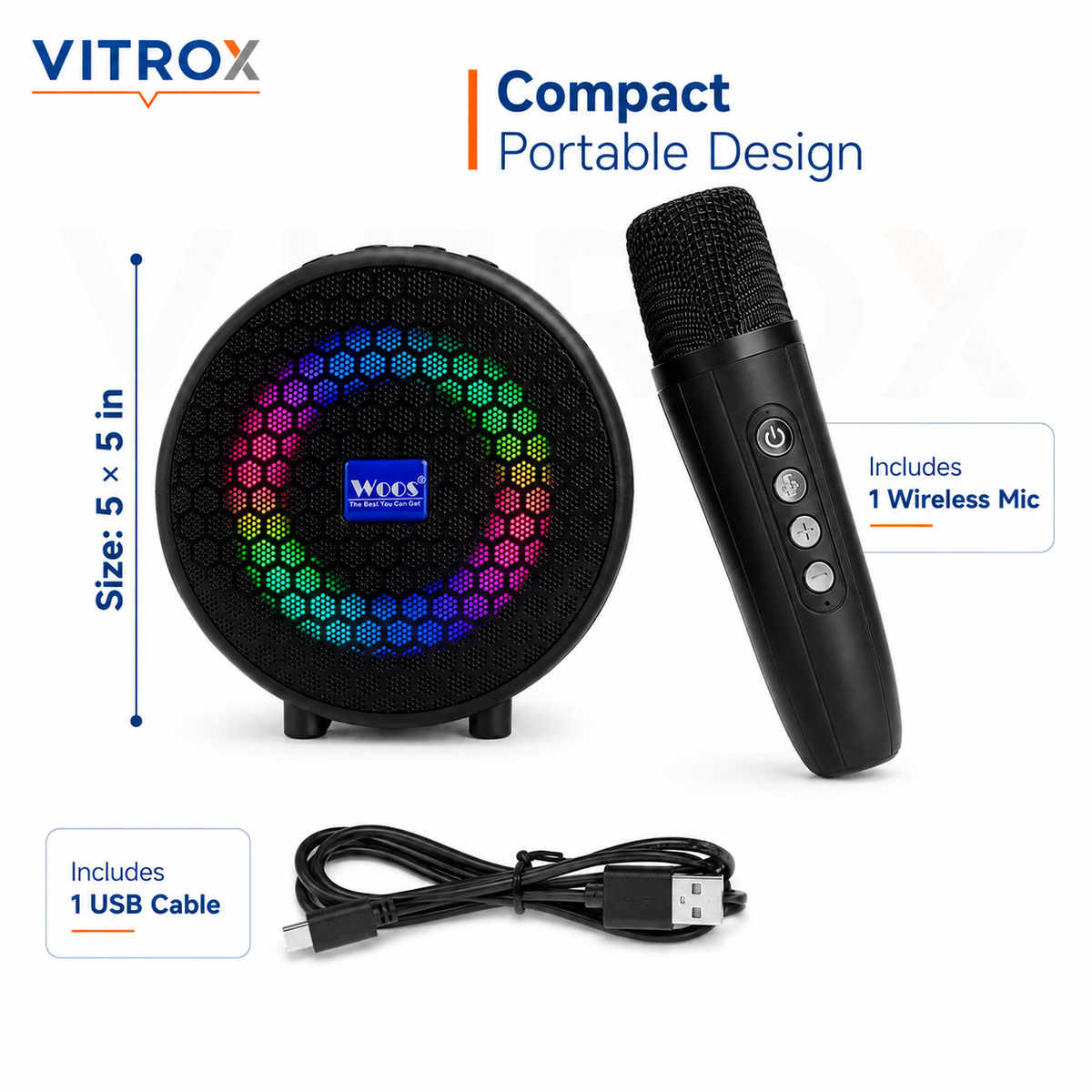 Portable Wireless Karaoke Speaker with Wireless Microphone