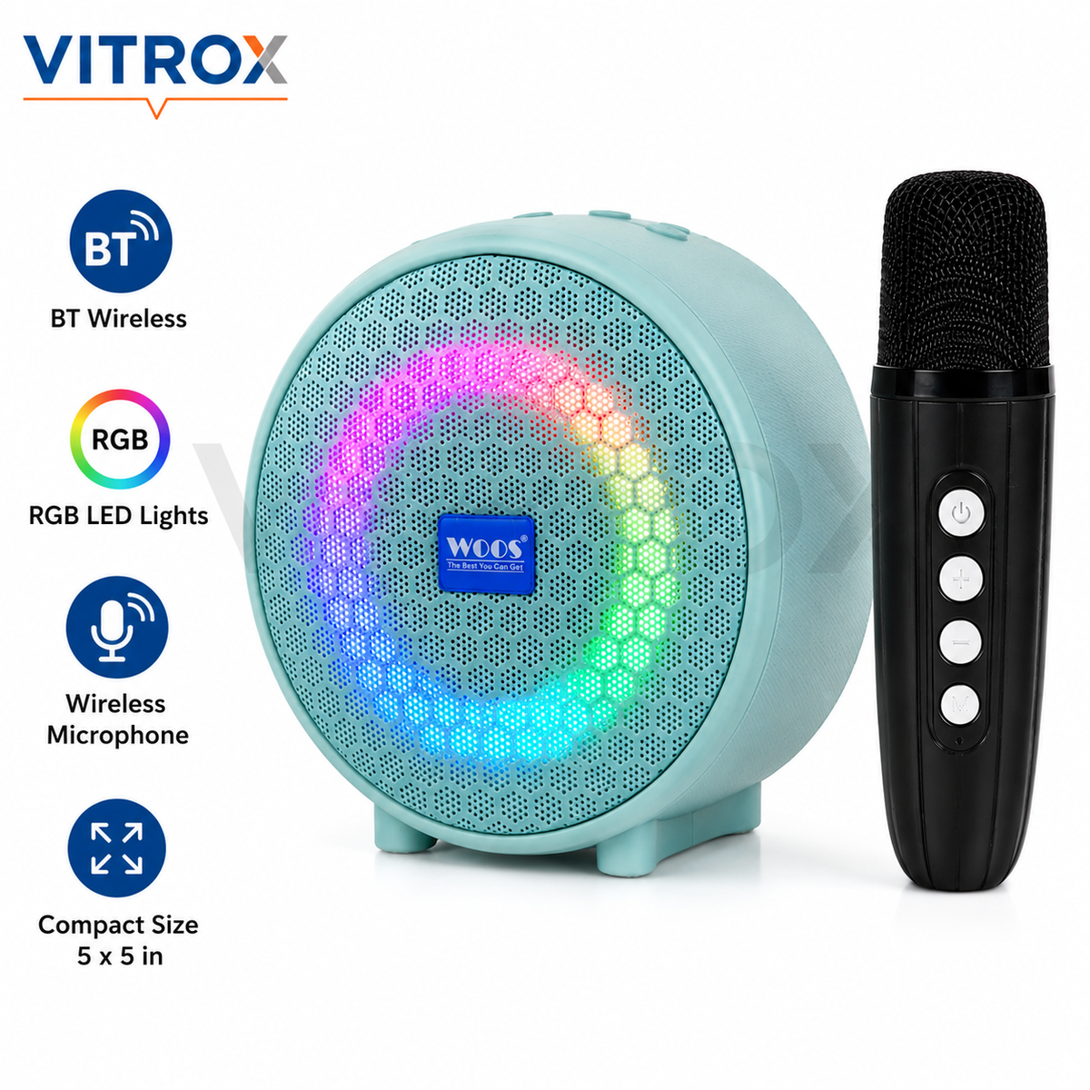 Portable BT Wireless Karaoke Speaker with Wireless Microphone