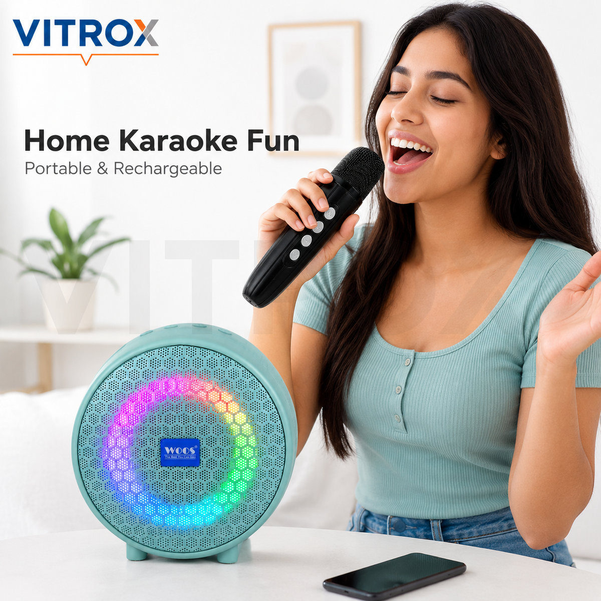 Portable BT Wireless Karaoke Speaker with Wireless Microphone