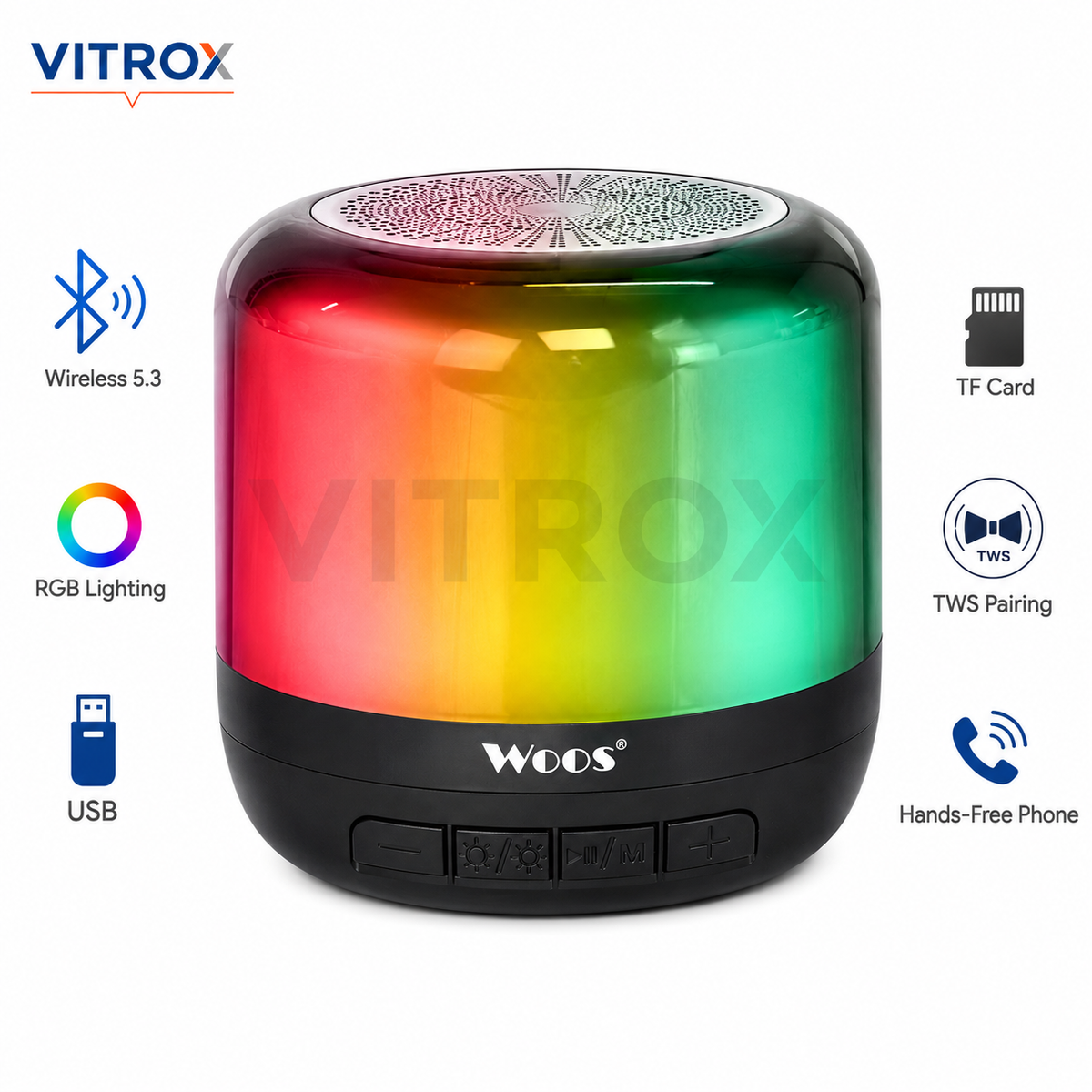 Portable BT Wireless Speaker with RGB Lighting