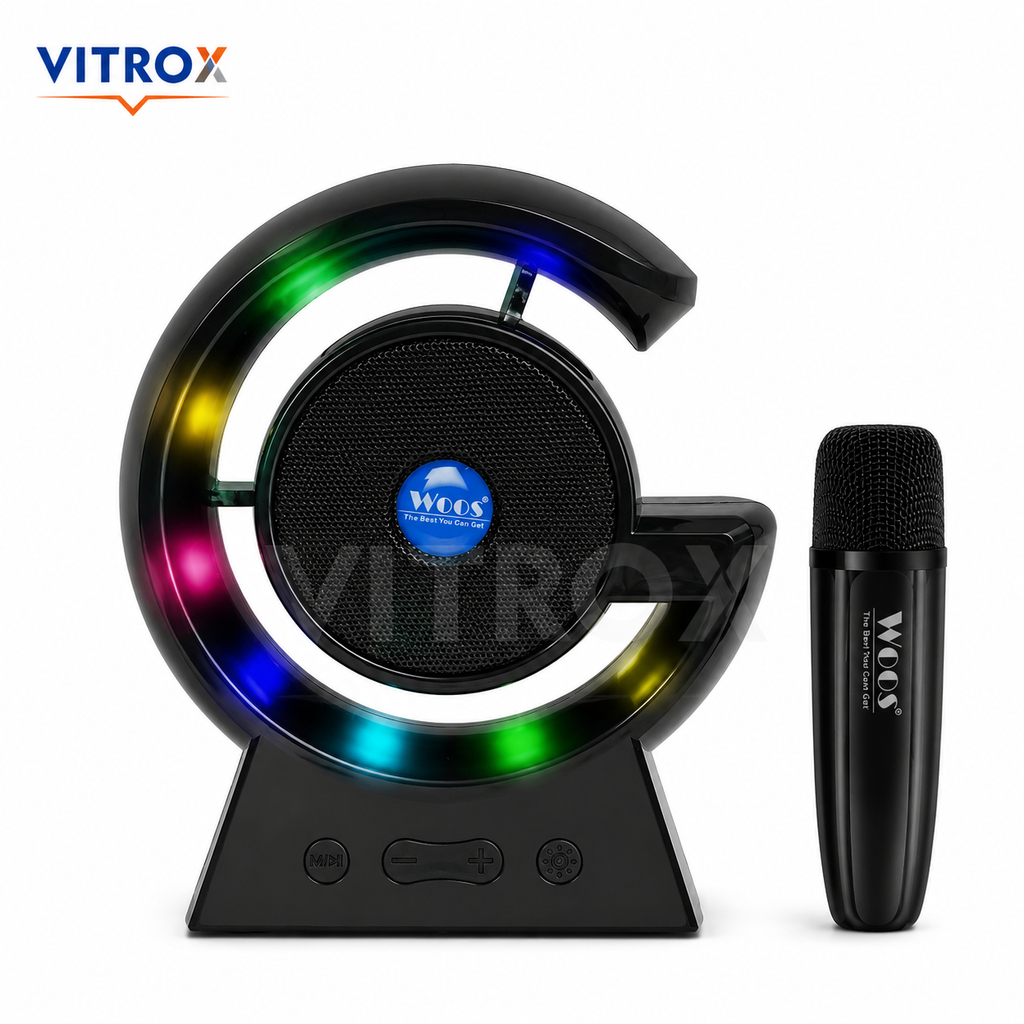 Portable BT Wireless Karaoke Speaker with RGB LED Lights