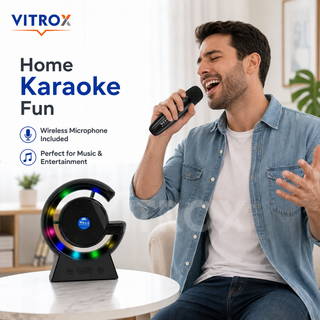 Portable BT Wireless Karaoke Speaker with RGB LED Lights
