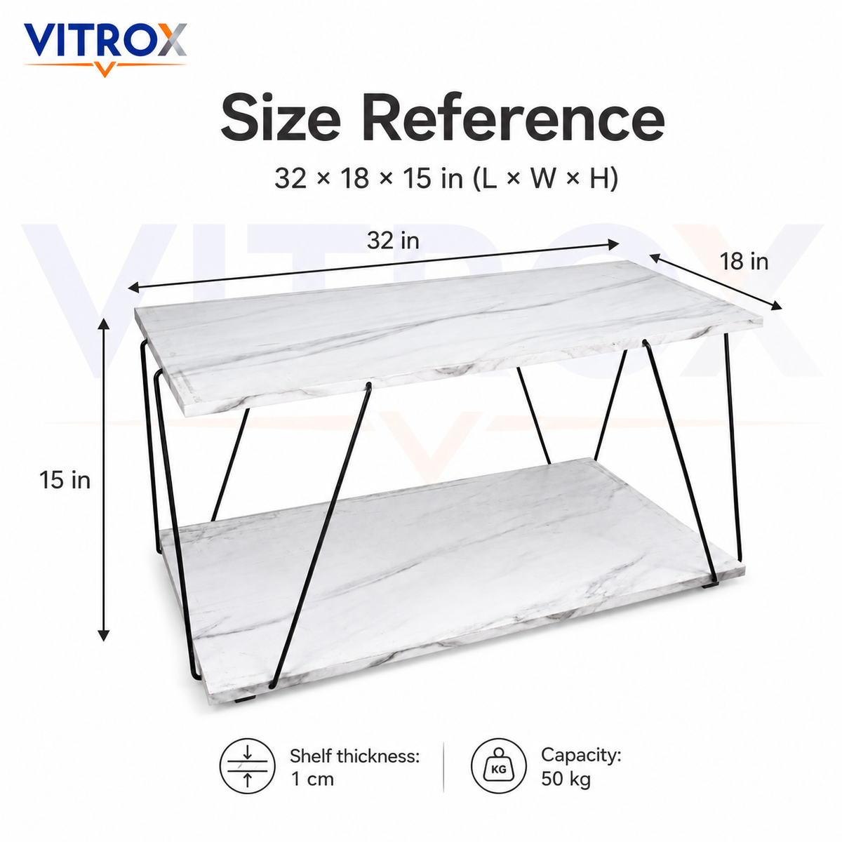 2-Tier Faux Marble Display & Coffee Table with Metal Wire Frame