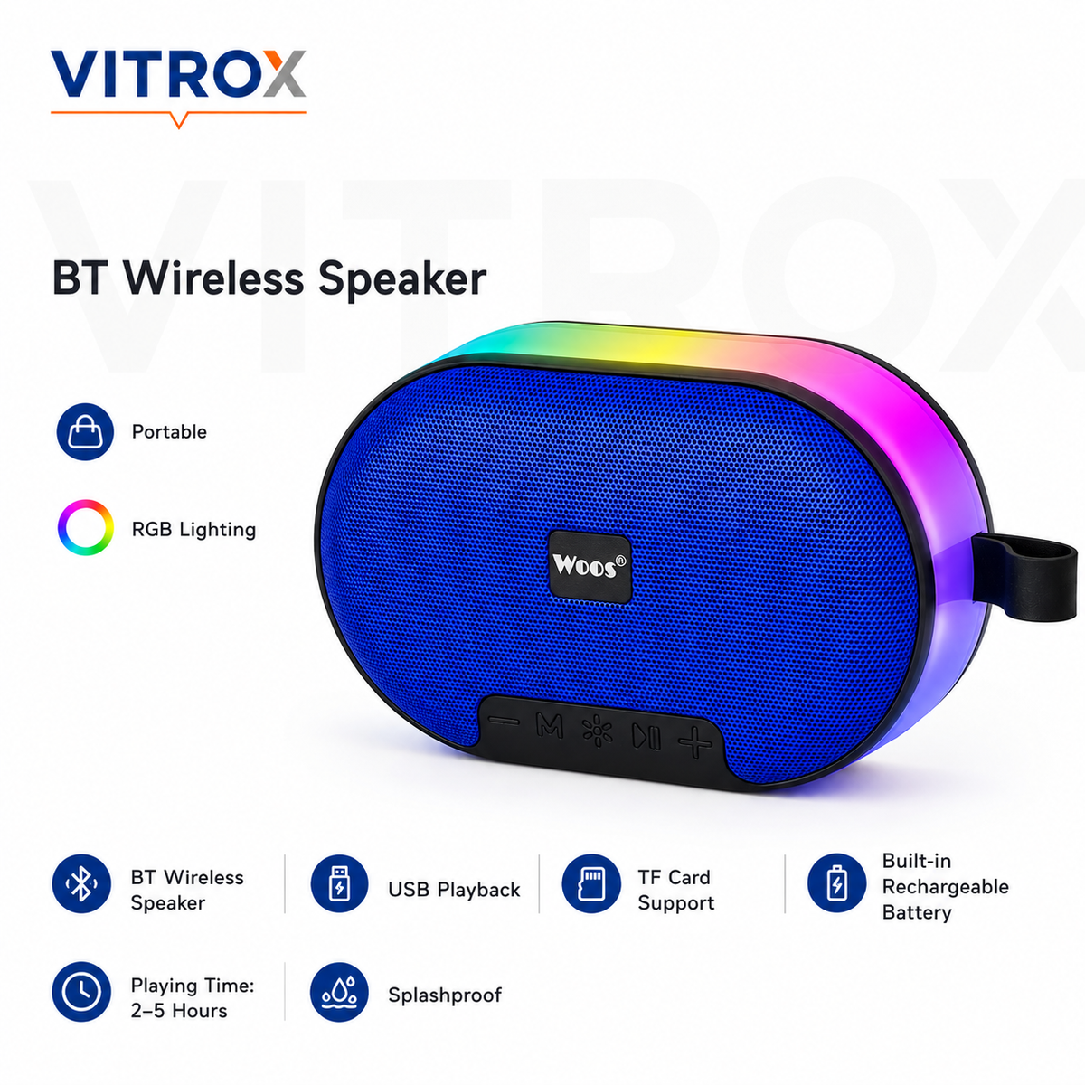 Portable BT Wireless Speaker with RGB Lighting