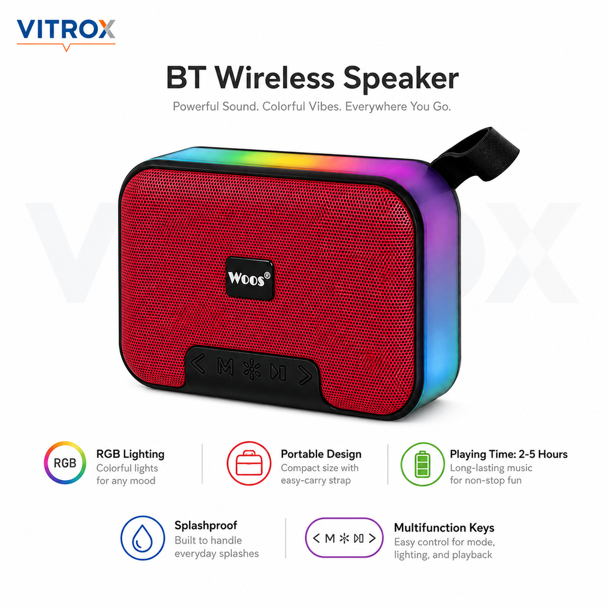 Portable BT Wireless Speaker with RGB Lighting