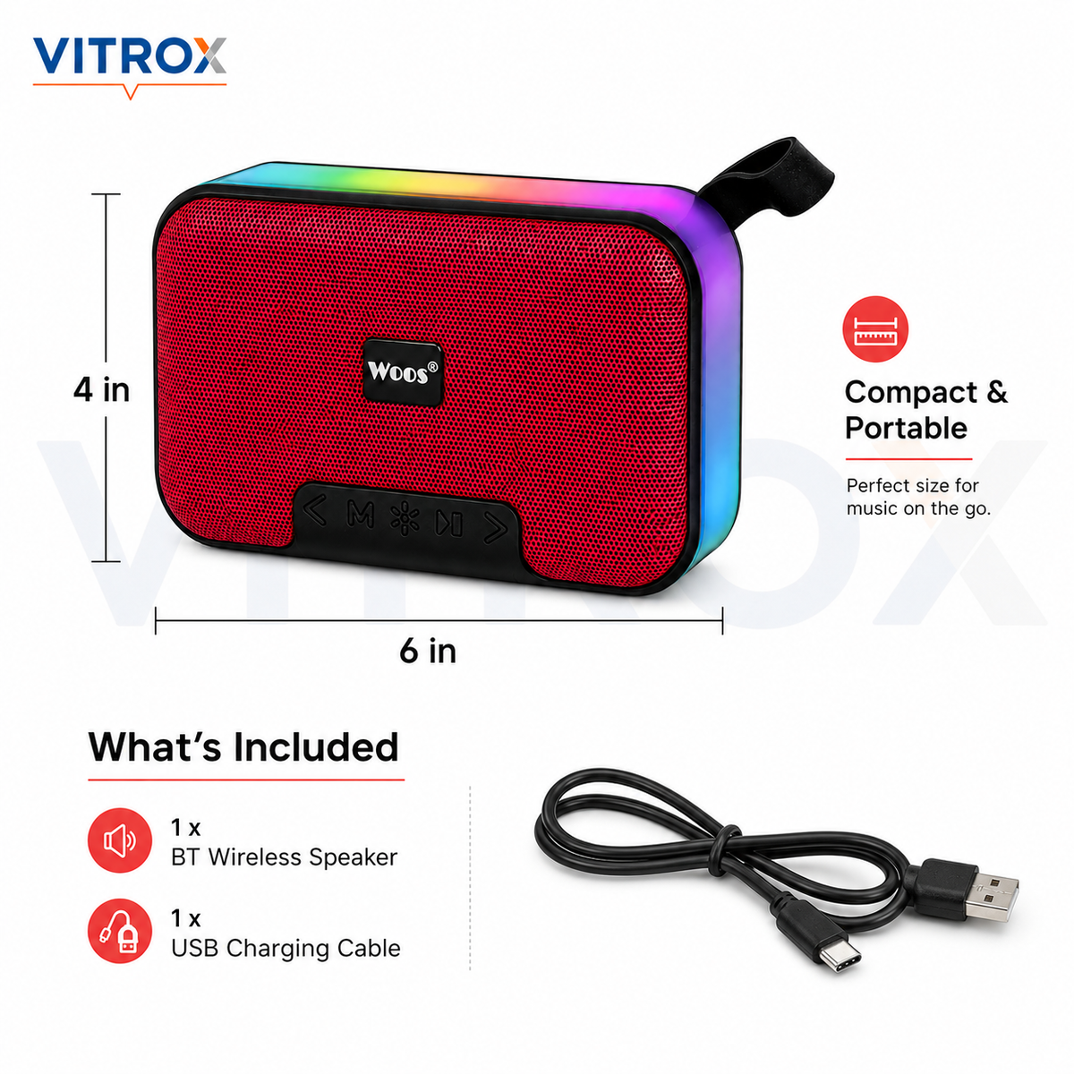 Portable BT Wireless Speaker with RGB Lighting
