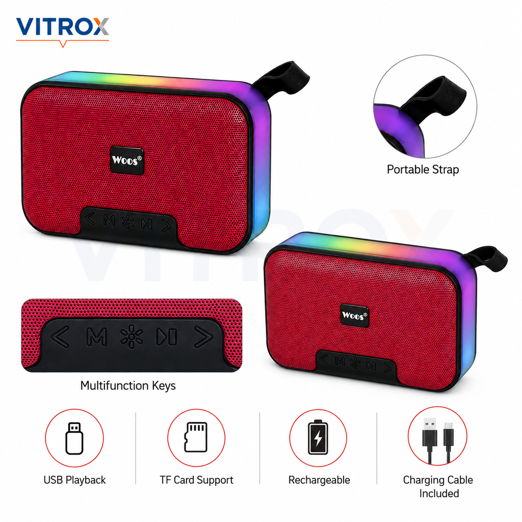 Portable BT Wireless Speaker with RGB Lighting