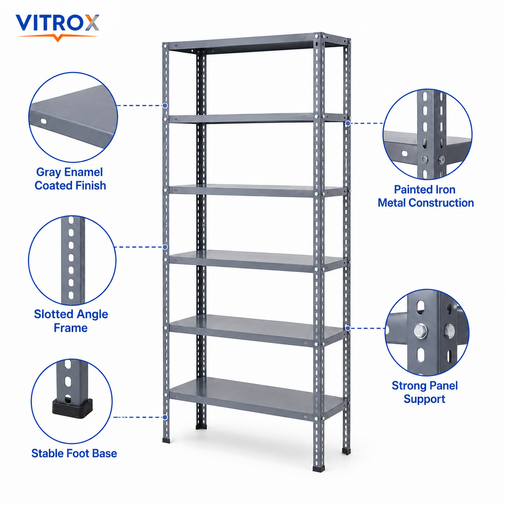 VITROX 6-Tier Slotted Angle Storage Rack
