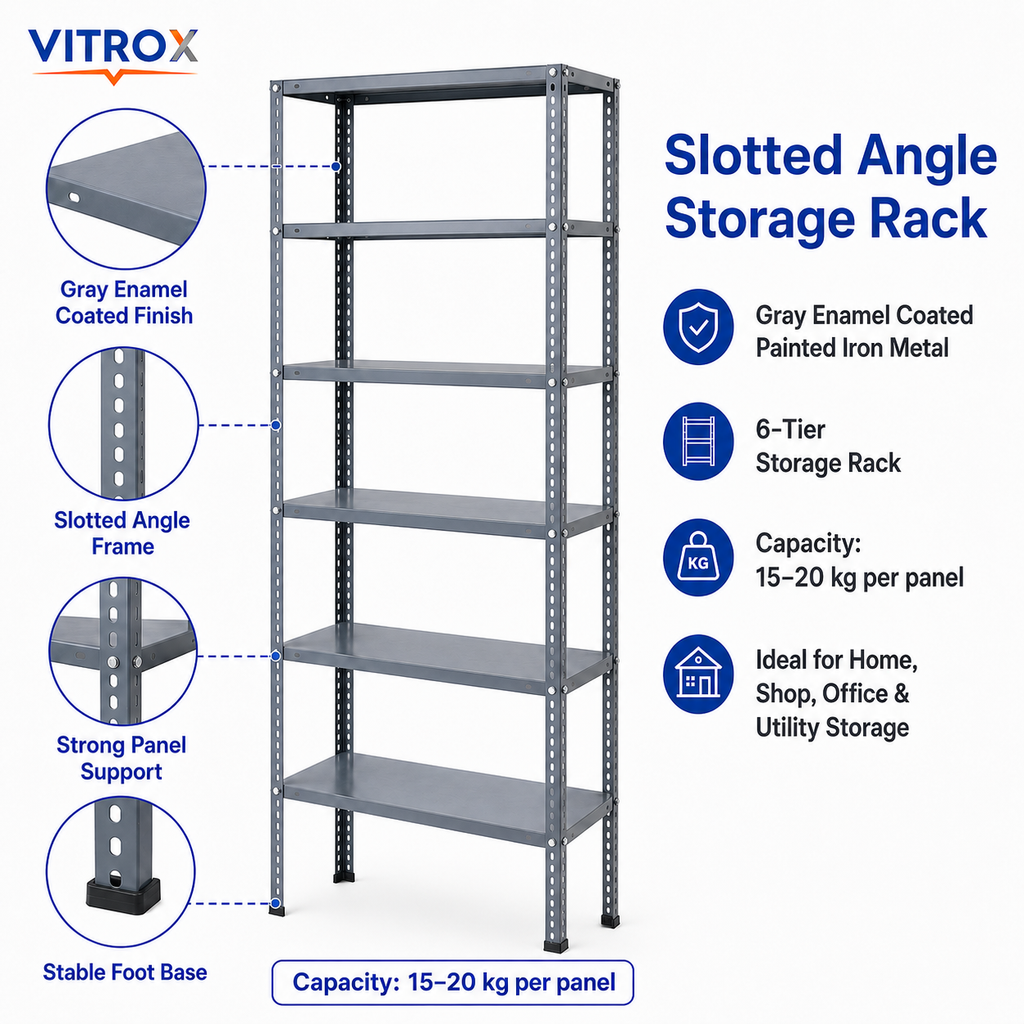 VITROX 6-Tier Slotted Angle Storage Rack