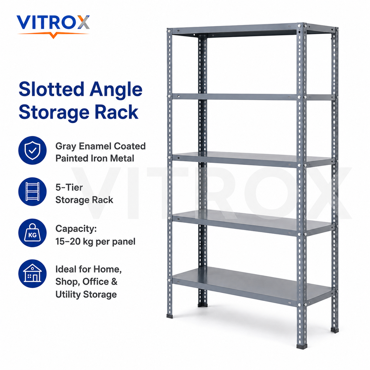 VITROX 5-Tier Slotted Angle Storage Rack