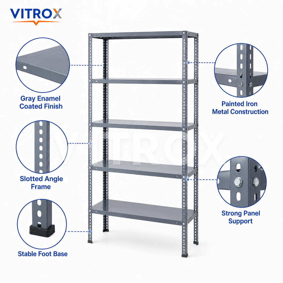 VITROX 5-Tier Slotted Angle Storage Rack