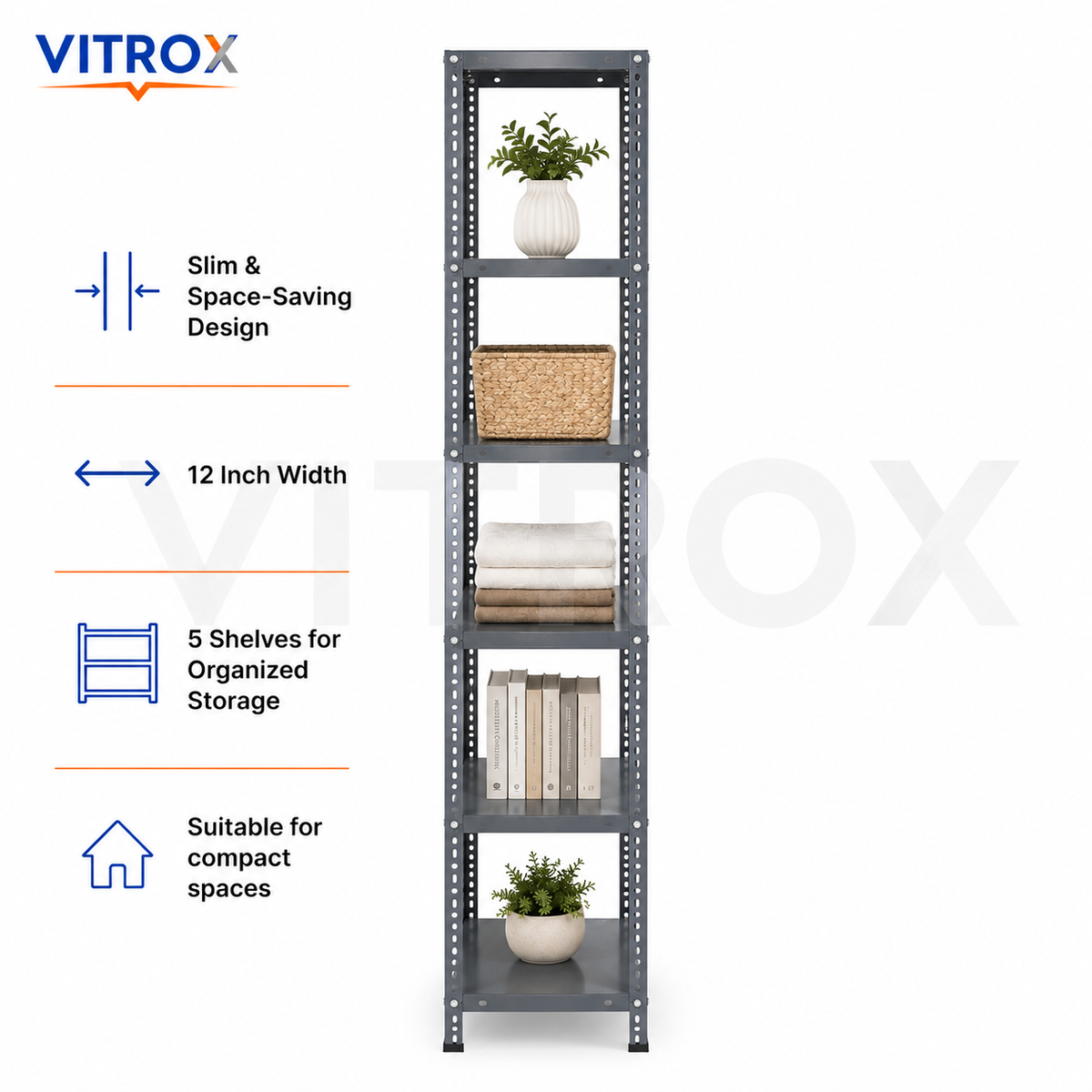 VITROX 6-Tier Slotted Angle Storage Rack