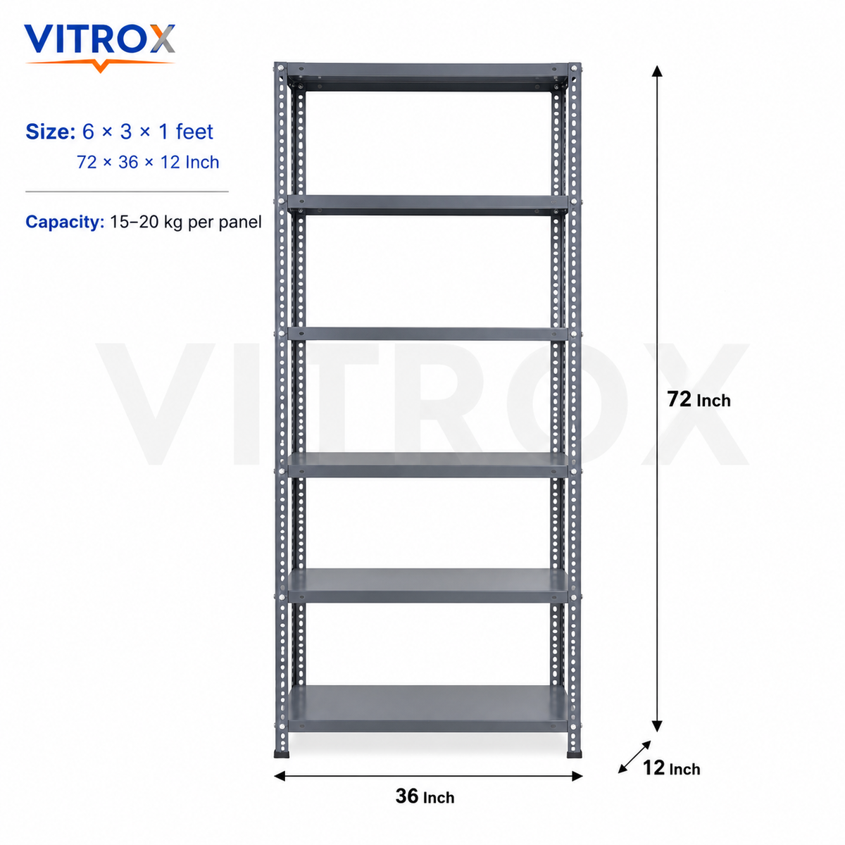 VITROX 6-Tier Slotted Angle Storage Rack