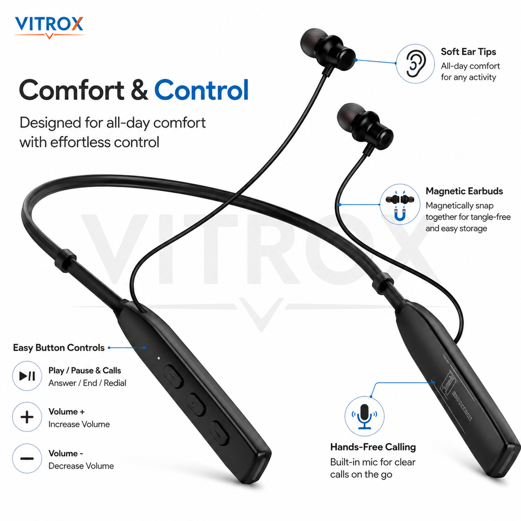 Wireless Bluetooth Neckband Earphones