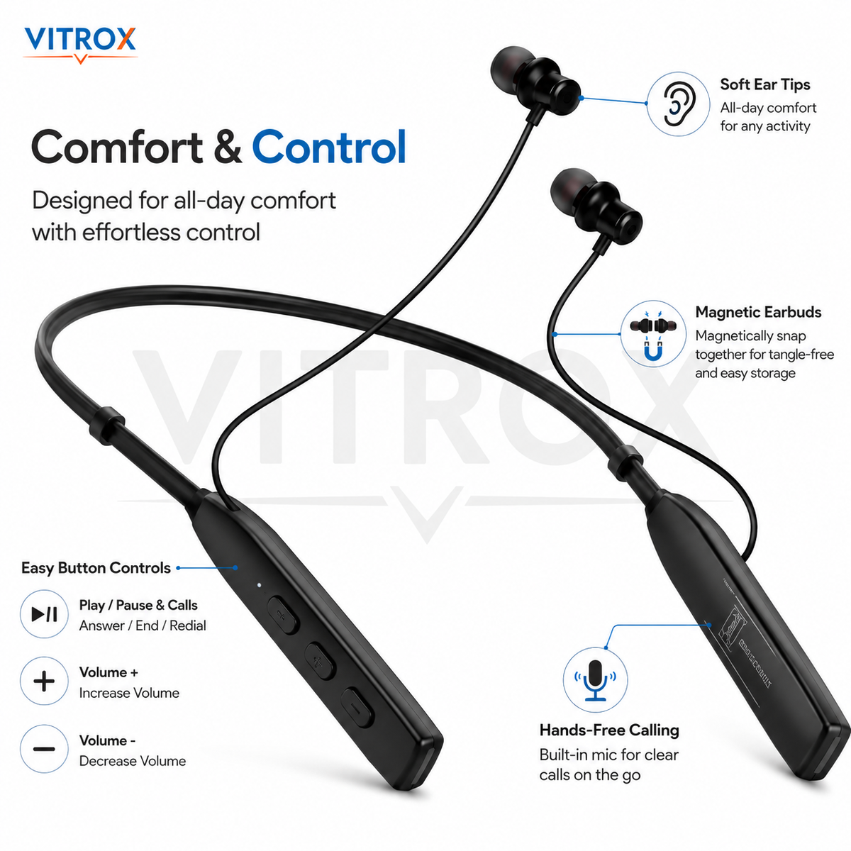 Wireless Bluetooth Neckband Earphones