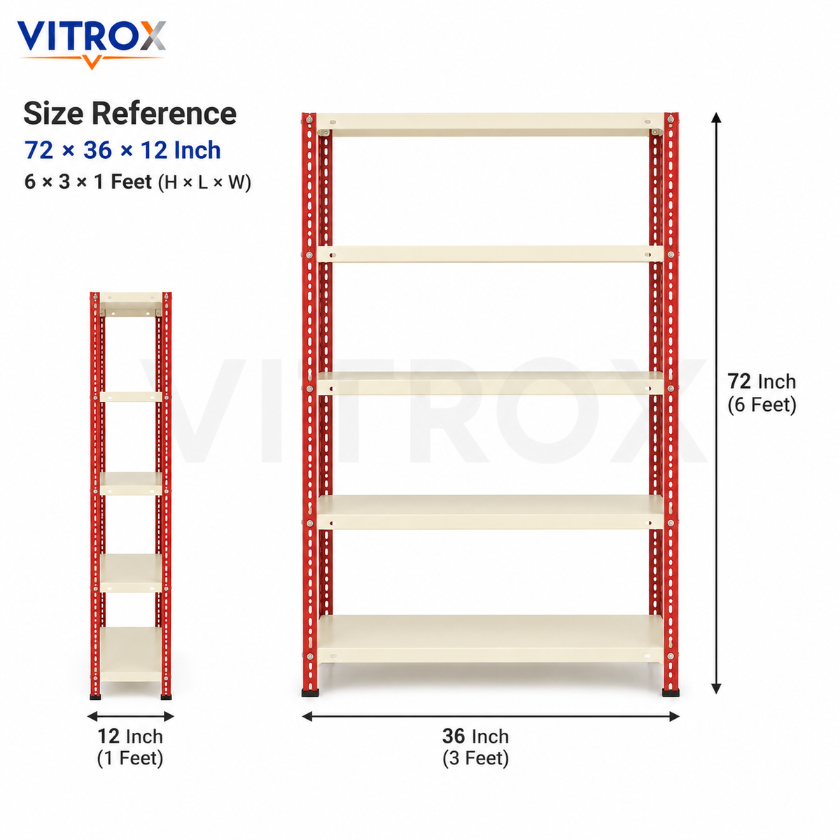 VITROX Slotted Angle Storage Rack 5 Tier – Powder Coated