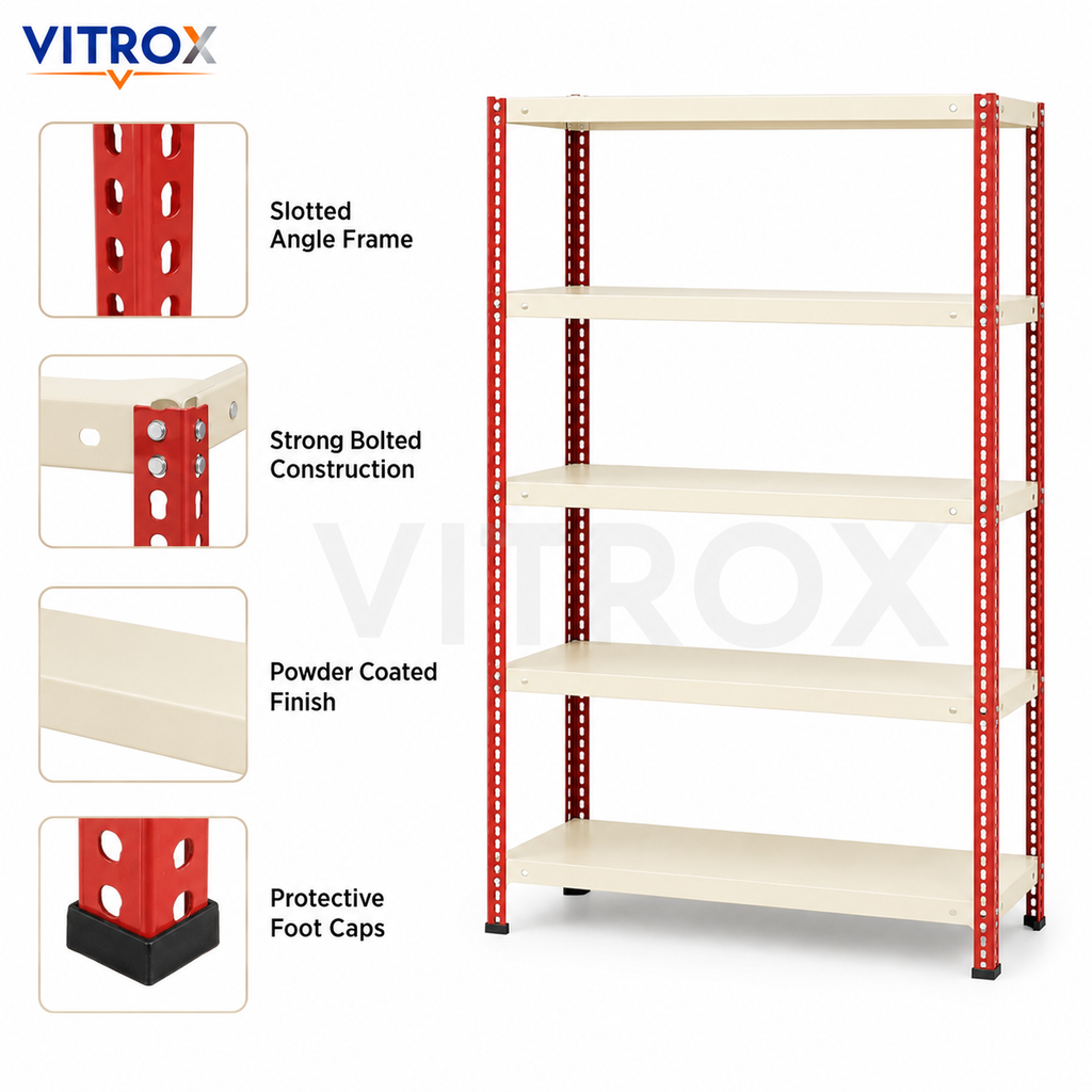 VITROX Slotted Angle Storage Rack 5 Tier – Powder Coated