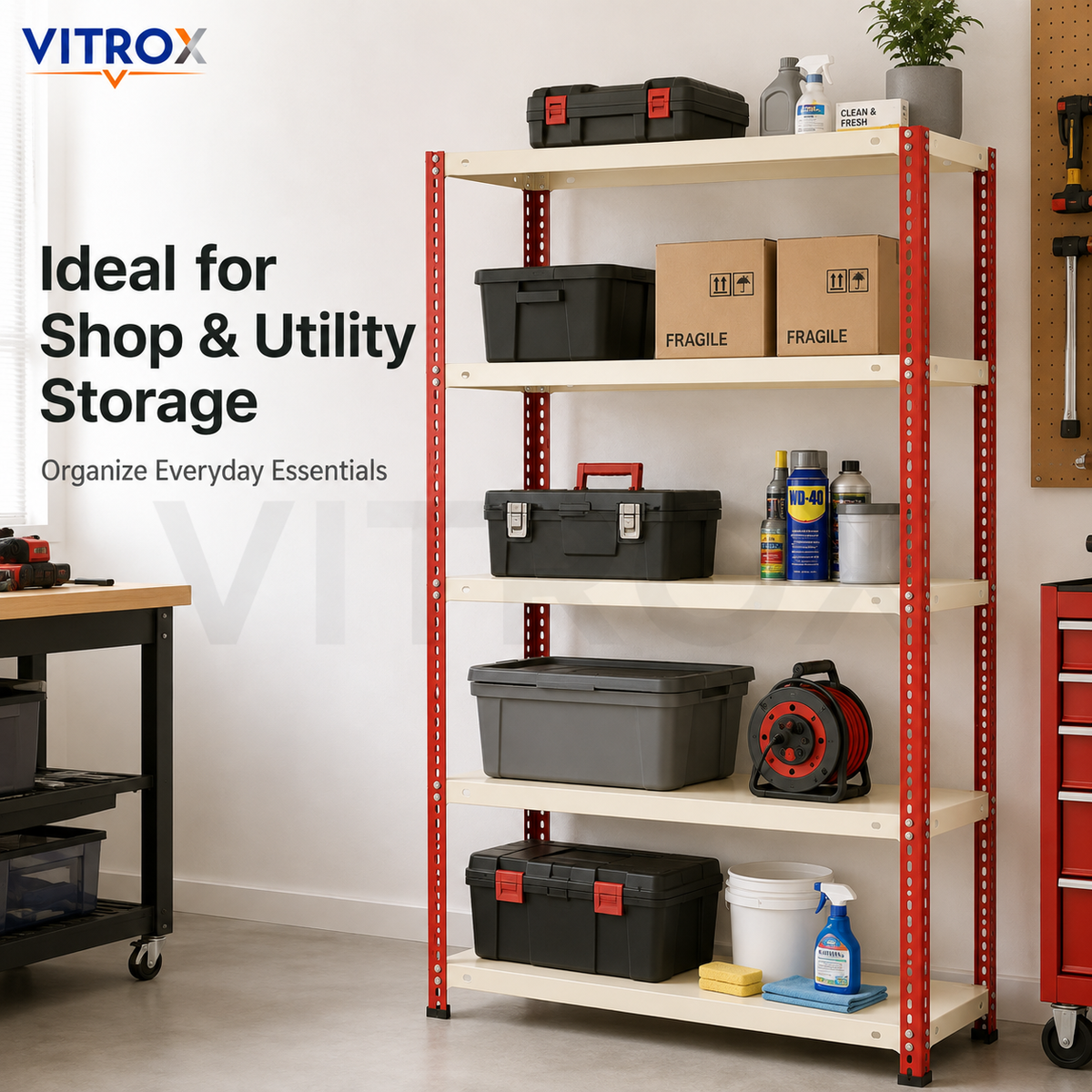 VITROX Slotted Angle Storage Rack 5 Tier – Powder Coated